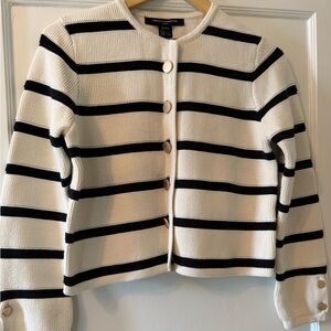 FRENCH CONNECTION Marlowe Knitted Coatigan cream & Black size Large NWT